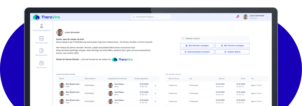 Mockup Screenshot TheraVira Prototyp